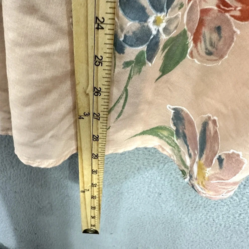 Vtg Glen of Michigan XS Beige Floral Prairie Boho Cottage Midi Skirt‎ Tie Waist